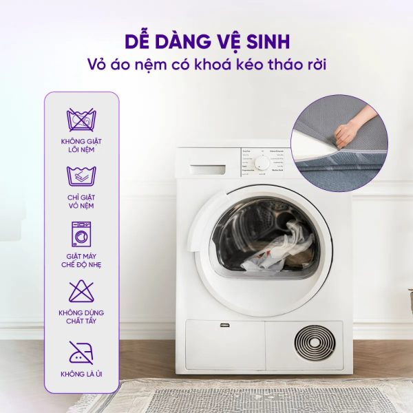Nệm dễ vệ sinh, giặt tại nhà
