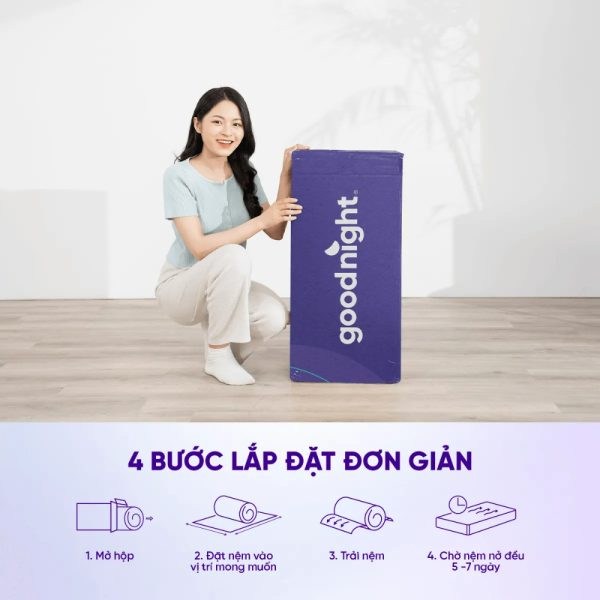 Unbox nệm foam Goodnight Core rất đơn giản