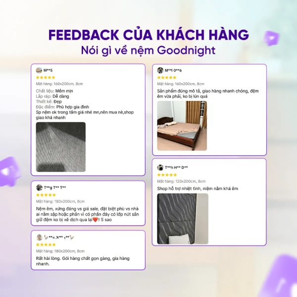 Nệm được khách hàng đánh giá cao