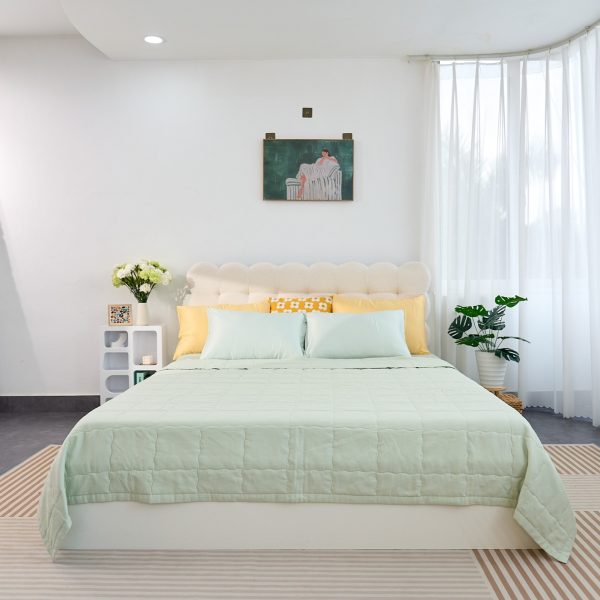 Bộ chăn ga chun Goodnight Airsilk 4CT màu xanh bơ