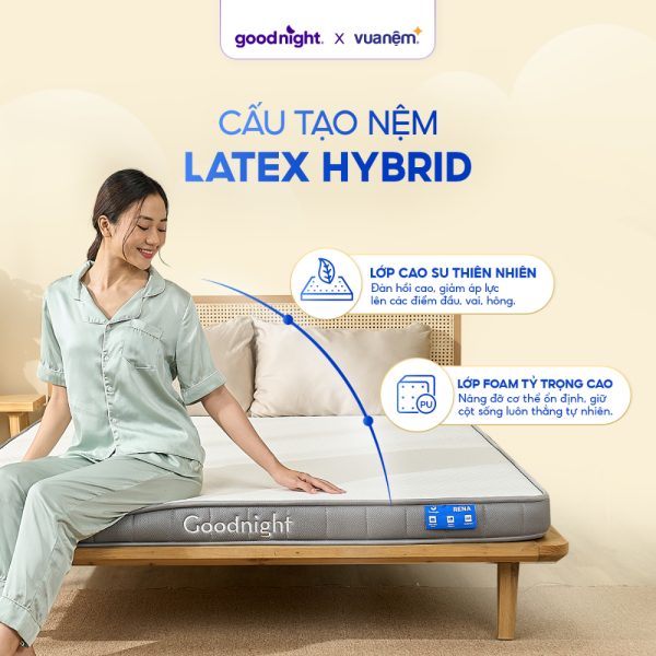 Nệm Goodnight Latex Hybrid (Rena) nâng đỡ tốt