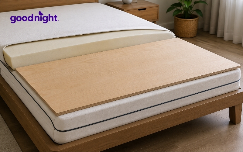 Khám phá top 10 cách làm cứng nệm foam đơn giản mà hiệu quả 6 Kê thêm một tấm ván gỗ ép nhẵn phẳng ở khu vực tiếp giáp với khung giường