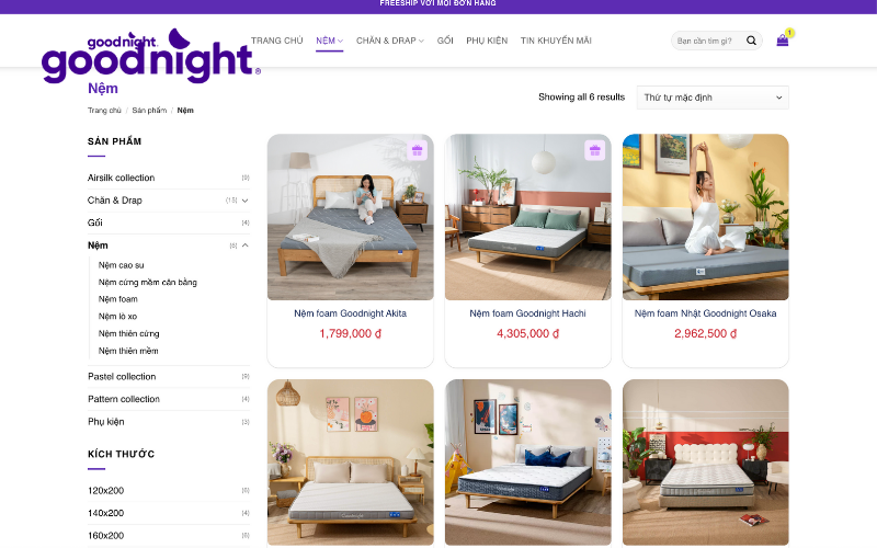 Top 7 nệm cao su mỏng chất lượng, bán chạy nhất hiện nay 6 Mua nệm online tại website Goodnight.vn