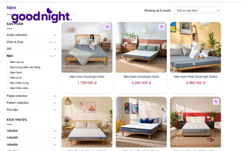5 Nguyên nhân nằm nệm foam bị đau lưng? Cách khắc phục? 6 Goodnight cung cấp nhiều loại nệm foam chất lượng, hỗ trợ tốt cho cột sống
