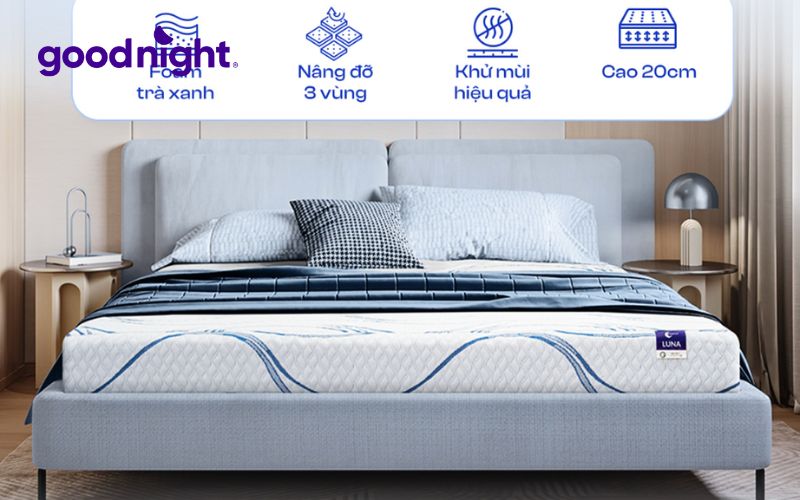 Top 7 loại nệm tốt, đáng mua trên thị trường năm 2025 6 Nệm foam Goodnight Luna được đánh giá là một chiếc nệm tốt cho sức khoẻ