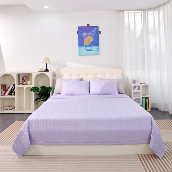 Bộ chăn ga chun Goodnight Airsilk 4CT màu tím