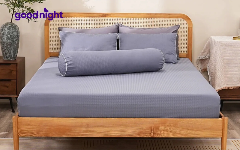 TOP 7 mẫu chăn ga màu xanh dương chất lượng, uy tín 5 Ga chun microfiber Amando Ellie họa tiết