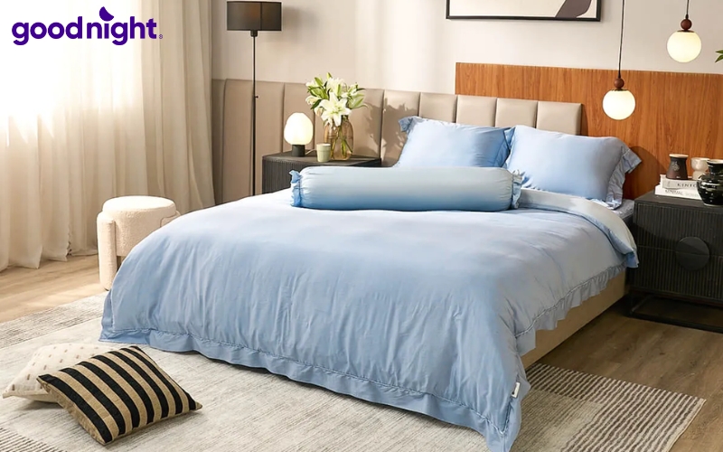 TOP 7 mẫu chăn ga màu xanh dương chất lượng, uy tín 7 Chăn ga màu xanh dương dễ kết hợp với nhiều gam màu khác nhau