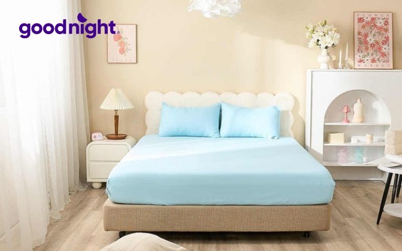 Top 10+ mẫu ga giường màu xanh ngọc đẹp, bắt mắt 2025 2 Bộ ga chun Goodnight Airsilk 3CT xanh ngọc
