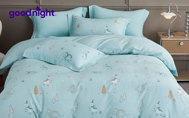 Top 10+ mẫu ga giường màu xanh ngọc đẹp, bắt mắt 2025 5 Ga giường xanh ngọc họa tiết chim hạc