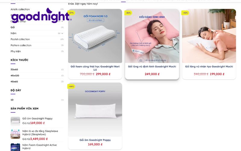 Goodnight cung cấp nhiều sản phẩm gối hỗ trợ giấc ngủ, rất phù hợp cho mẹ bầu