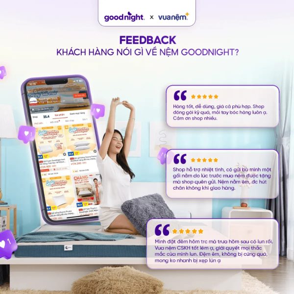 Nệm Foam Goodnight Massage 1.0 được nhiều người đánh giá cao