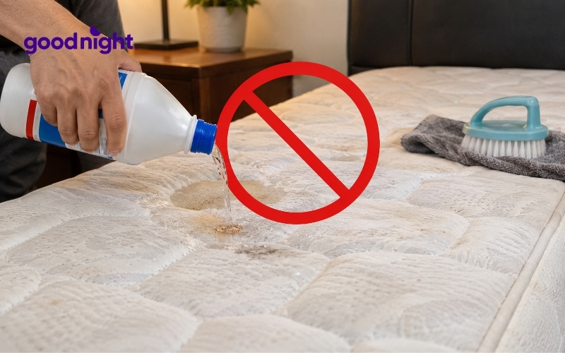 Hướng dẫn cách giặt nệm tại nhà sạch khuẩn và không hỏng nệm 8 Sử dụng chất tẩy rửa công nghiệp có nồng độ Clo quá cao