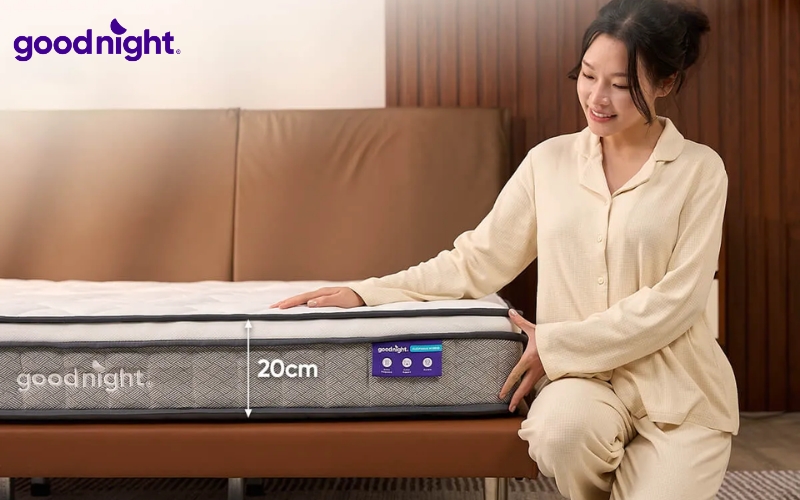Bảng giá nệm 1m2x2m chính hãng cập nhật năm 2026 9 Goodnight là lựa chọn đáng cân nhắc nếu bạn đang tìm nệm 1m2x2m chất lượng