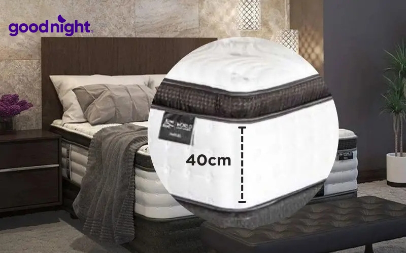 Nệm 40cm phù hợp với ai? Cập nhật bảng giá năm 2026 2 Nệm 40cm là dòng đệm có độ dày vượt trội, cao hơn đáng kể so với các mẫu nệm phổ biến