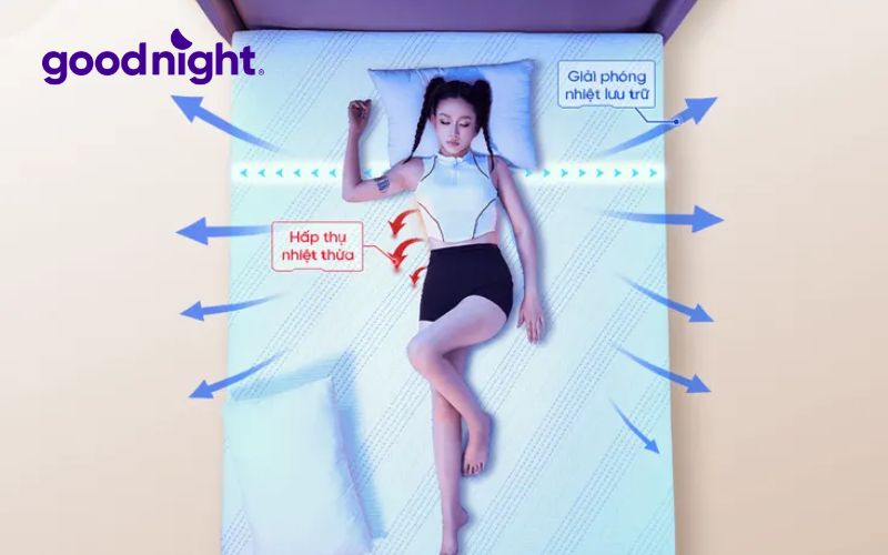 Đặt nệm chồng nệm có nên không? Gợi ý 3 mẫu nệm Goodnight phù hợp đặt chồng nệm 8 Nệm foam Goodnight Active Hybrid
