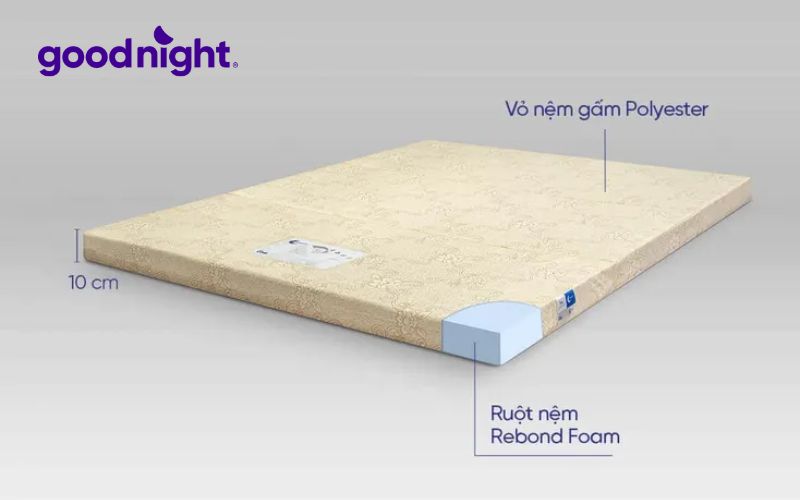 Đặt nệm chồng nệm có nên không? Gợi ý 3 mẫu nệm Goodnight phù hợp đặt chồng nệm 9 Nệm foam gấp Goodnight Eva