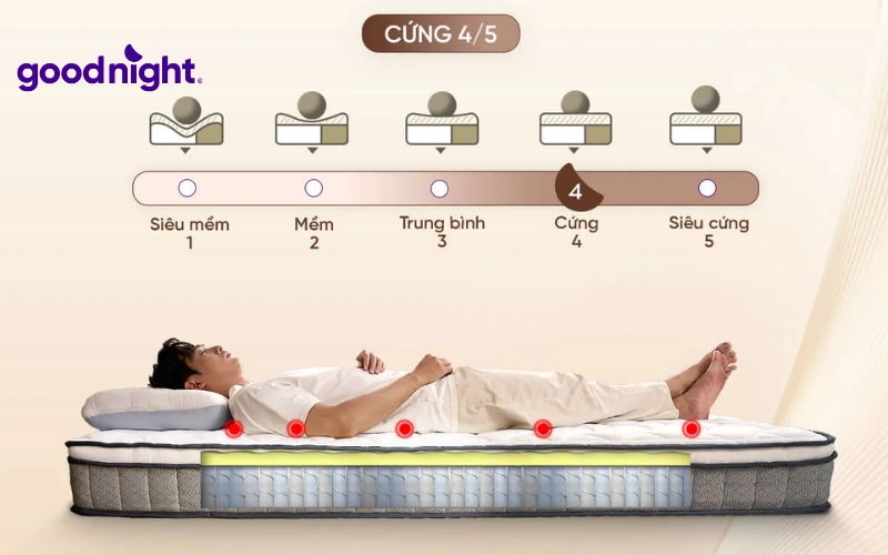 TOP 7 nệm lò xo khách sạn chất lượng & Tiêu chí chọn nệm CHUẨN 3 Một chiếc nệm phù hợp không chỉ cần nằm êm mà còn phải đồng bộ với chiều cao giường, thiết kế phòng